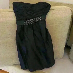 Vera Wang formal dress raw silk beaded accent belt